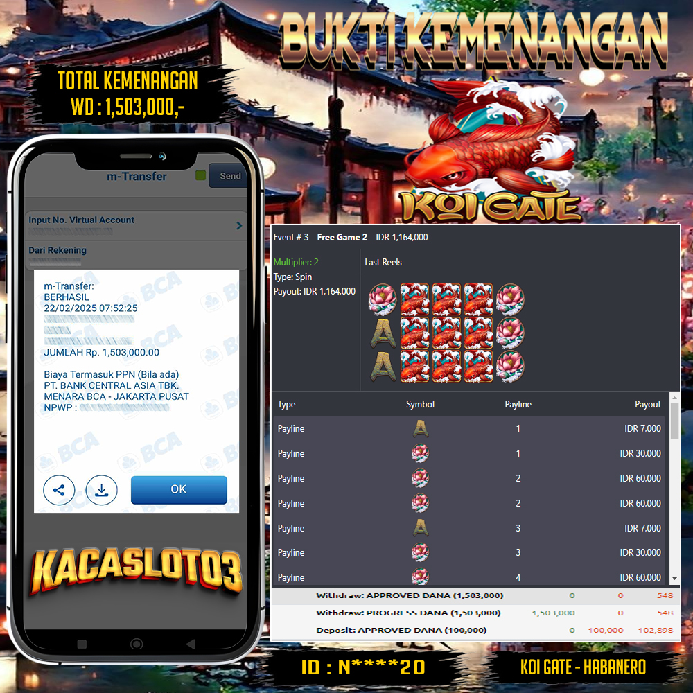 KACASLOT03 Bukti Kemenangan Habanero KOI GATE