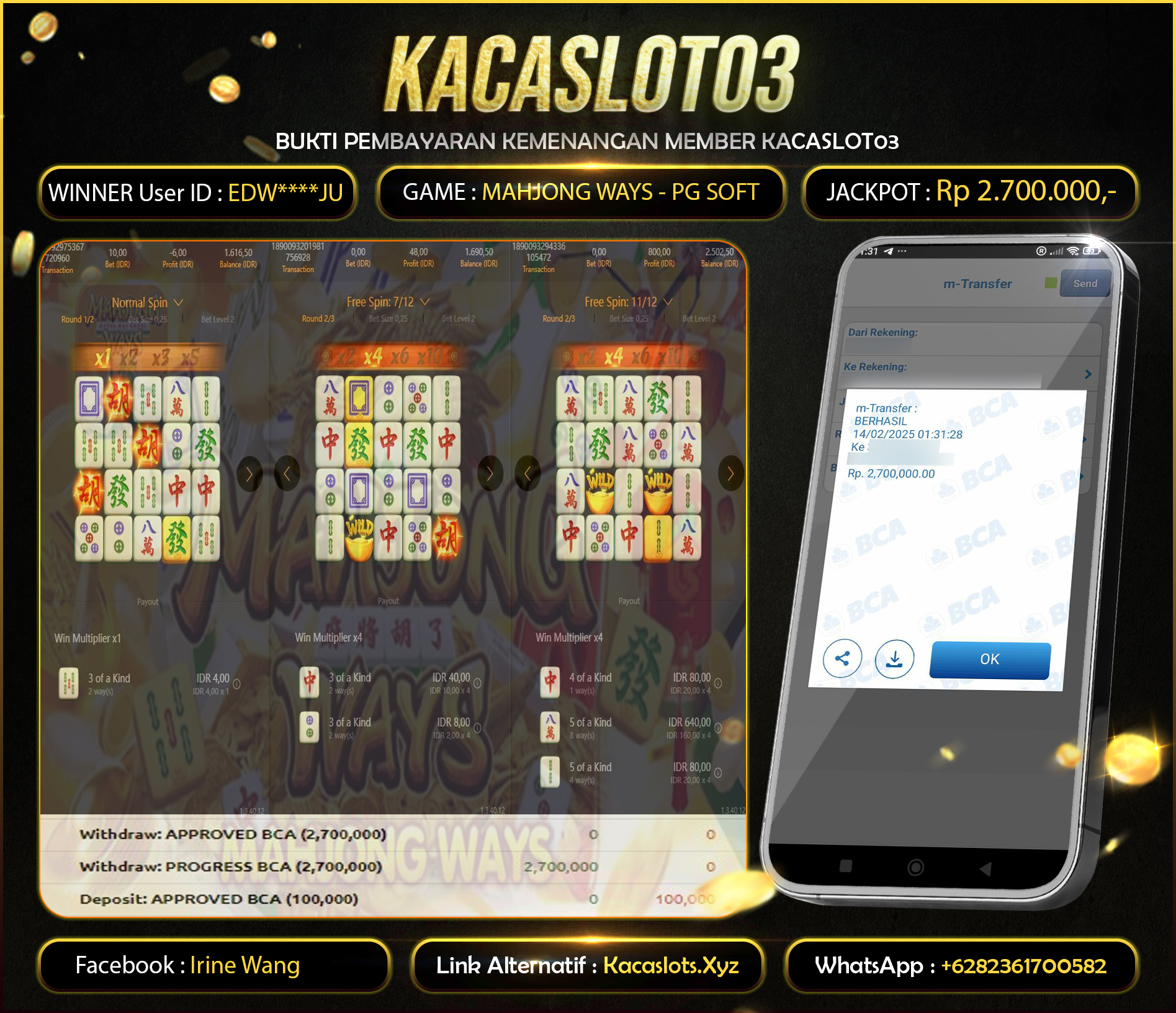 KACASLOT03 Bukti Kemenangan Slot MAHJONG WAYS PG SOFT