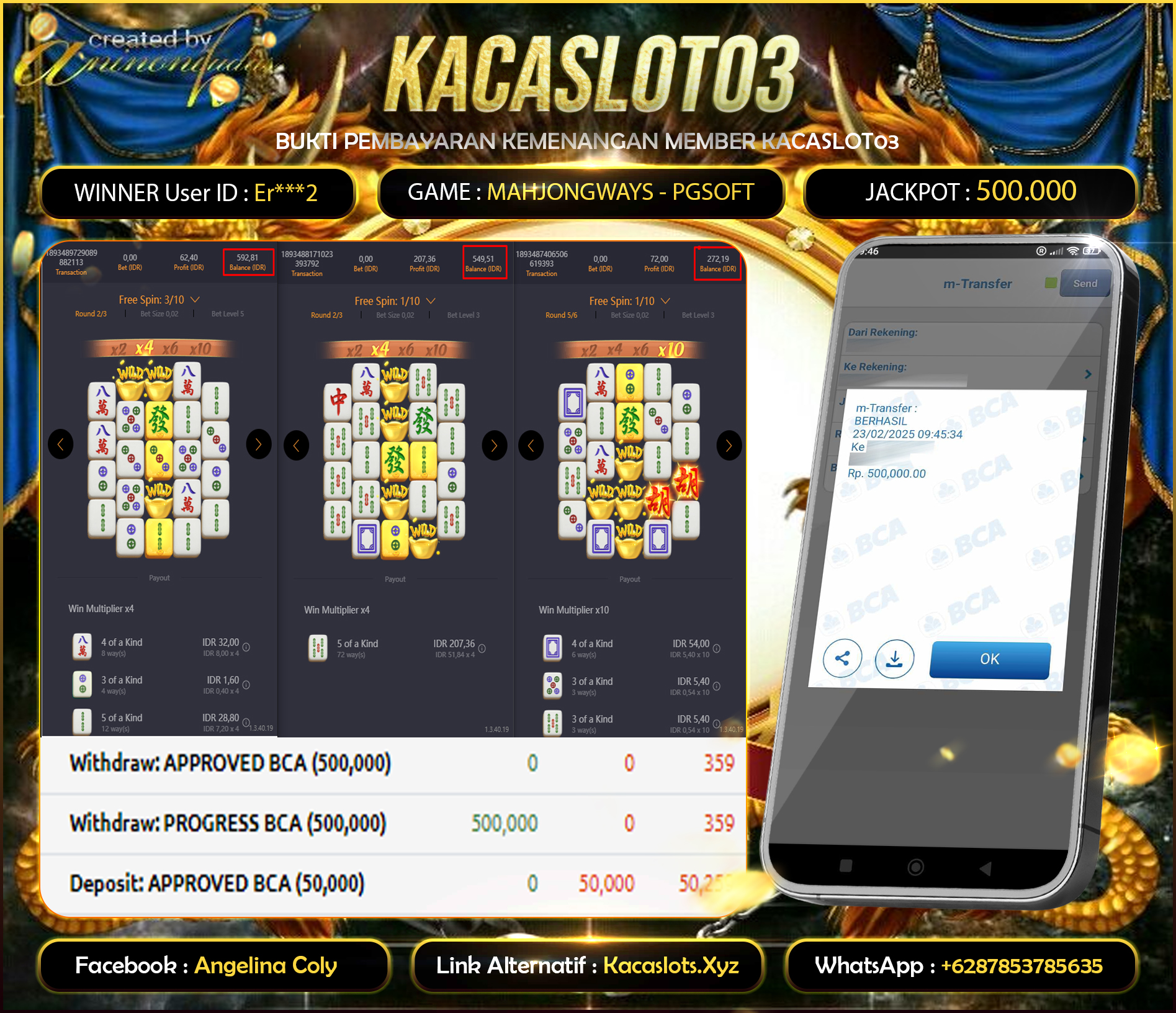 KACASLOT03 Bukti Kemenangan pgsoft MAHJONG WAYS 2