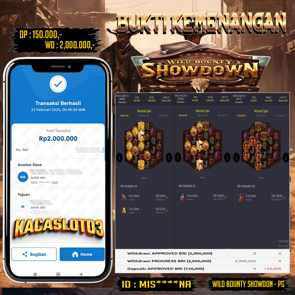 KACASLOT03 Bukti Kemenangan WILD BOUNTY SHOWDOWN PG SOFT