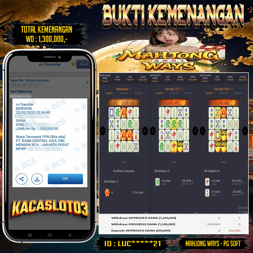 KACASLOT03 Bukti Kemenangan MAHJONG WAYS