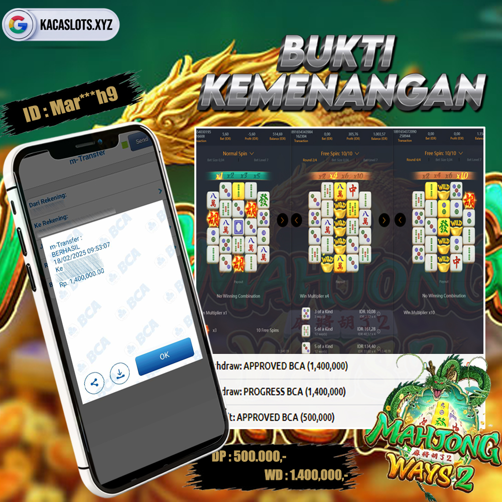 KACASLOT03 Bukti Kemenangan PGsoft Mahjong Ways 2