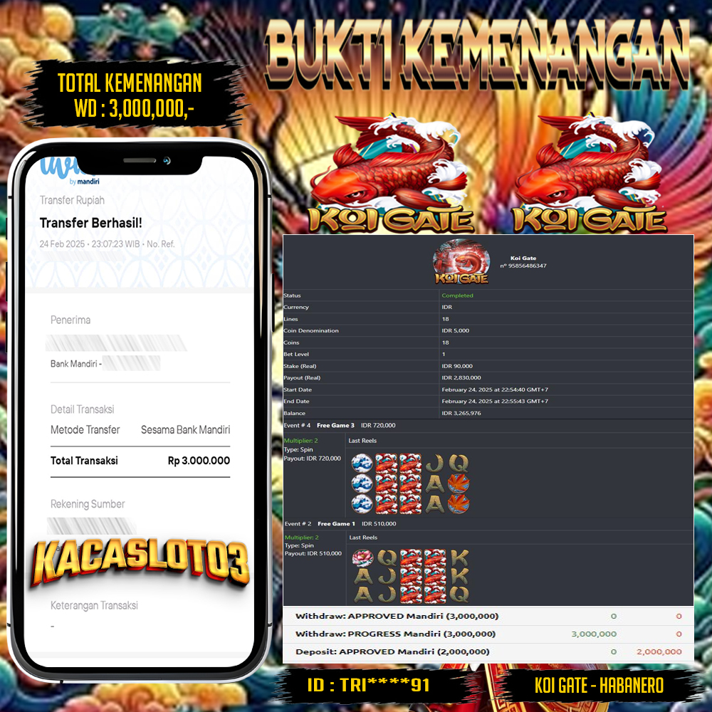 KACASLOT03 Bukti Kemenangan Habanero KOI GATE