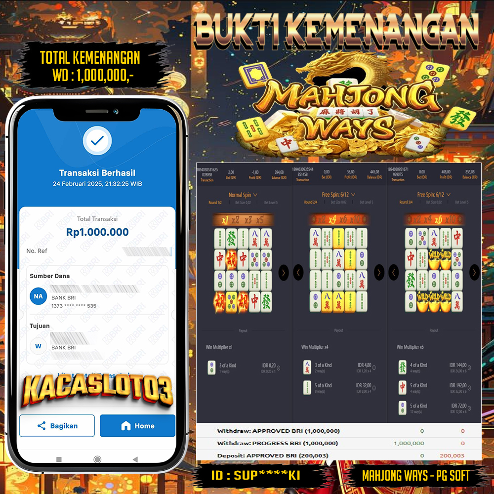 KACASLOT03 Bukti Kemenangan MAHJONG WAYS 