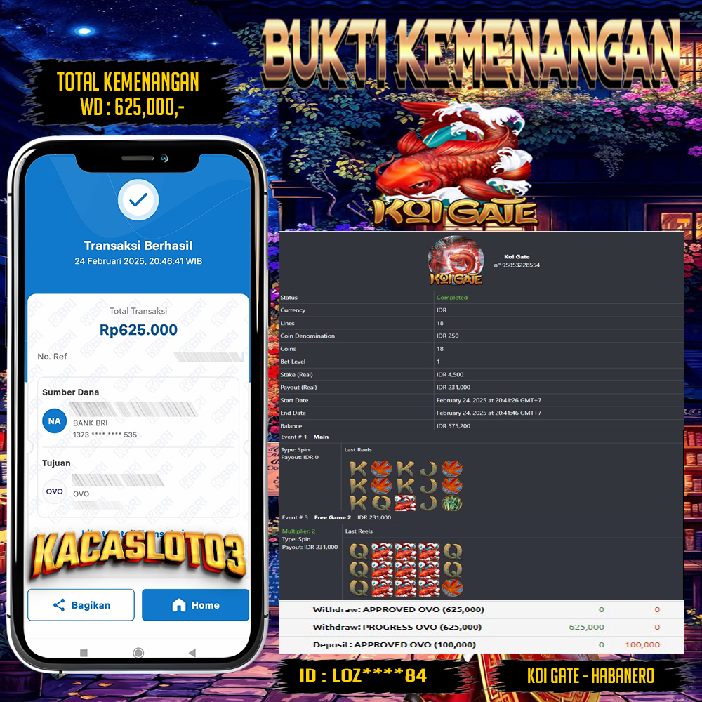 KACASLOT03 Bukti Kemenangan Habanero KOI GATE