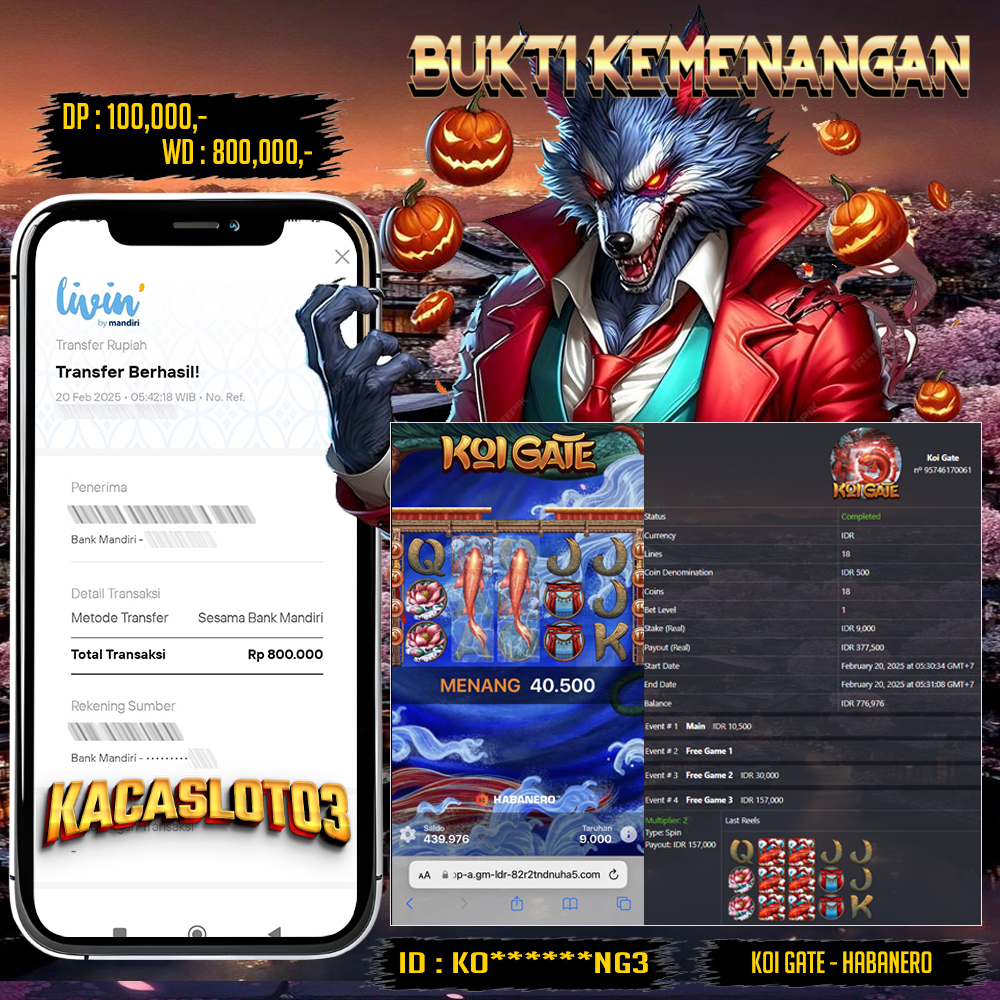 KACASLOT03 Bukti Kemenangan Habanero KOI GATE