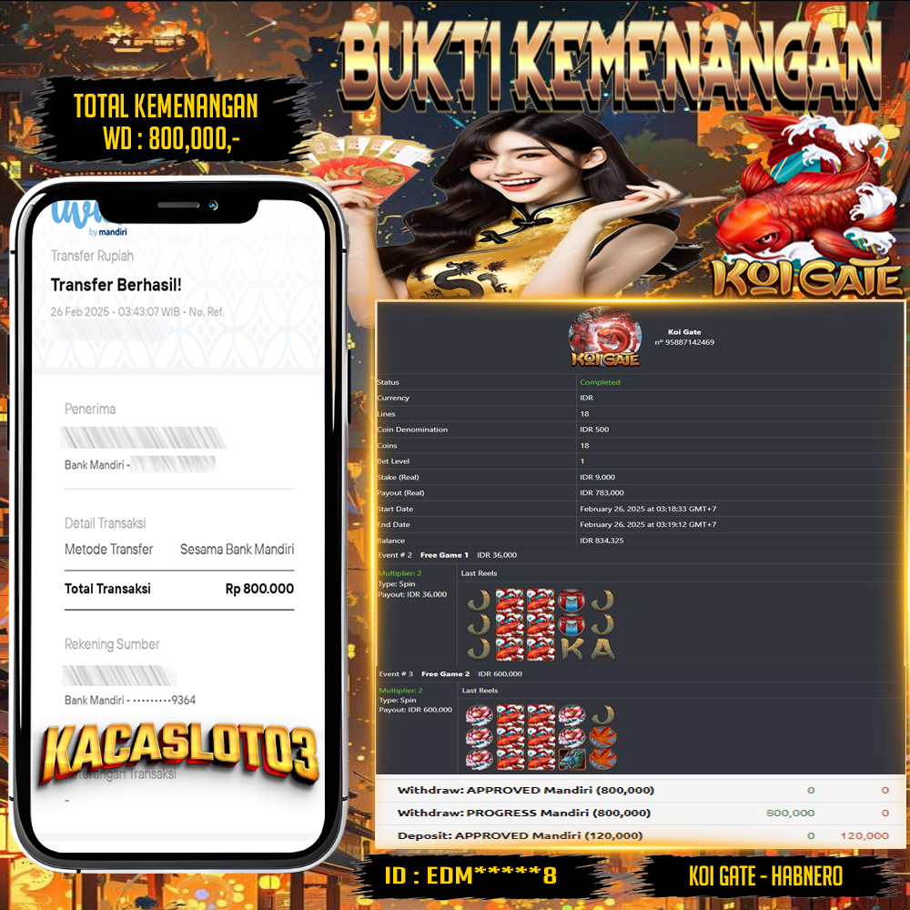 KACASLOT03 Bukti Kemenangan Habanero KOI GATE