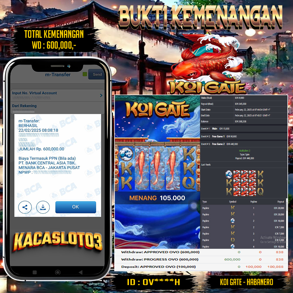 KACASLOT03 Bukti Kemenangan Habanero KOI GATE