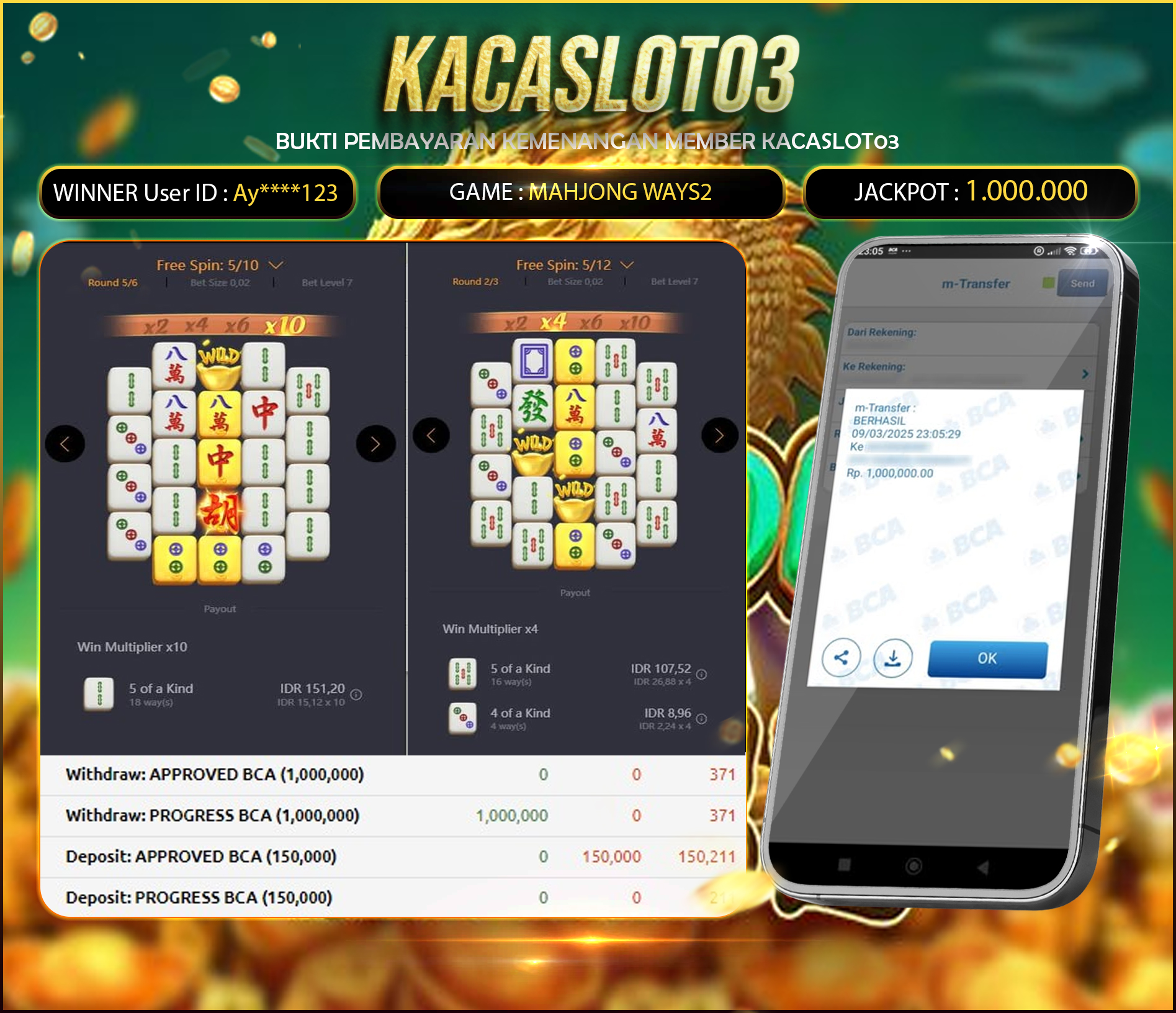 KACASLOT03 Bukti Kemenangan MAHJONG WAYS2