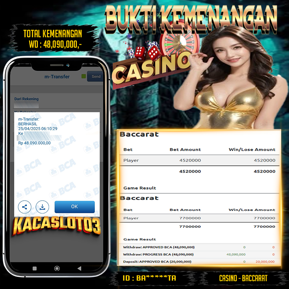KACASLOT03 Bukti Kemenangan SA GAMING CASINO – BACCARAT 