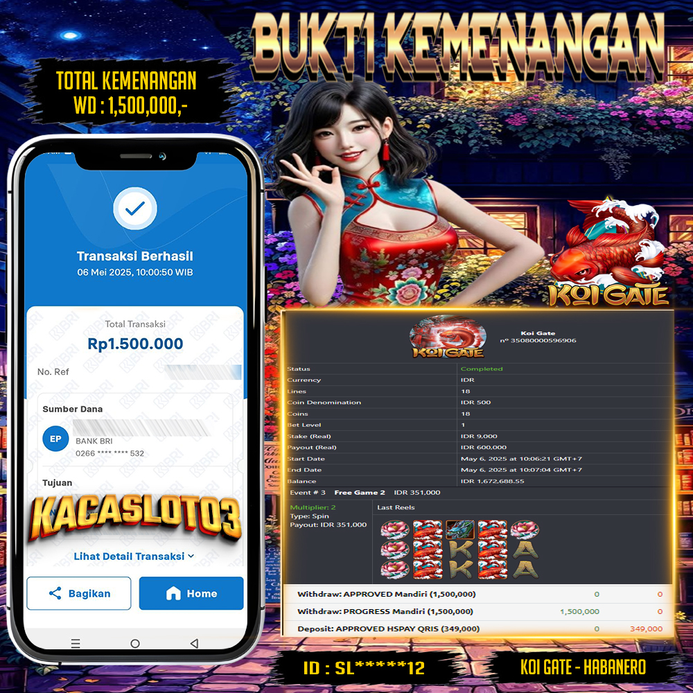 KACASLOT03 Bukti Kemenangan Habanero KOI GATE