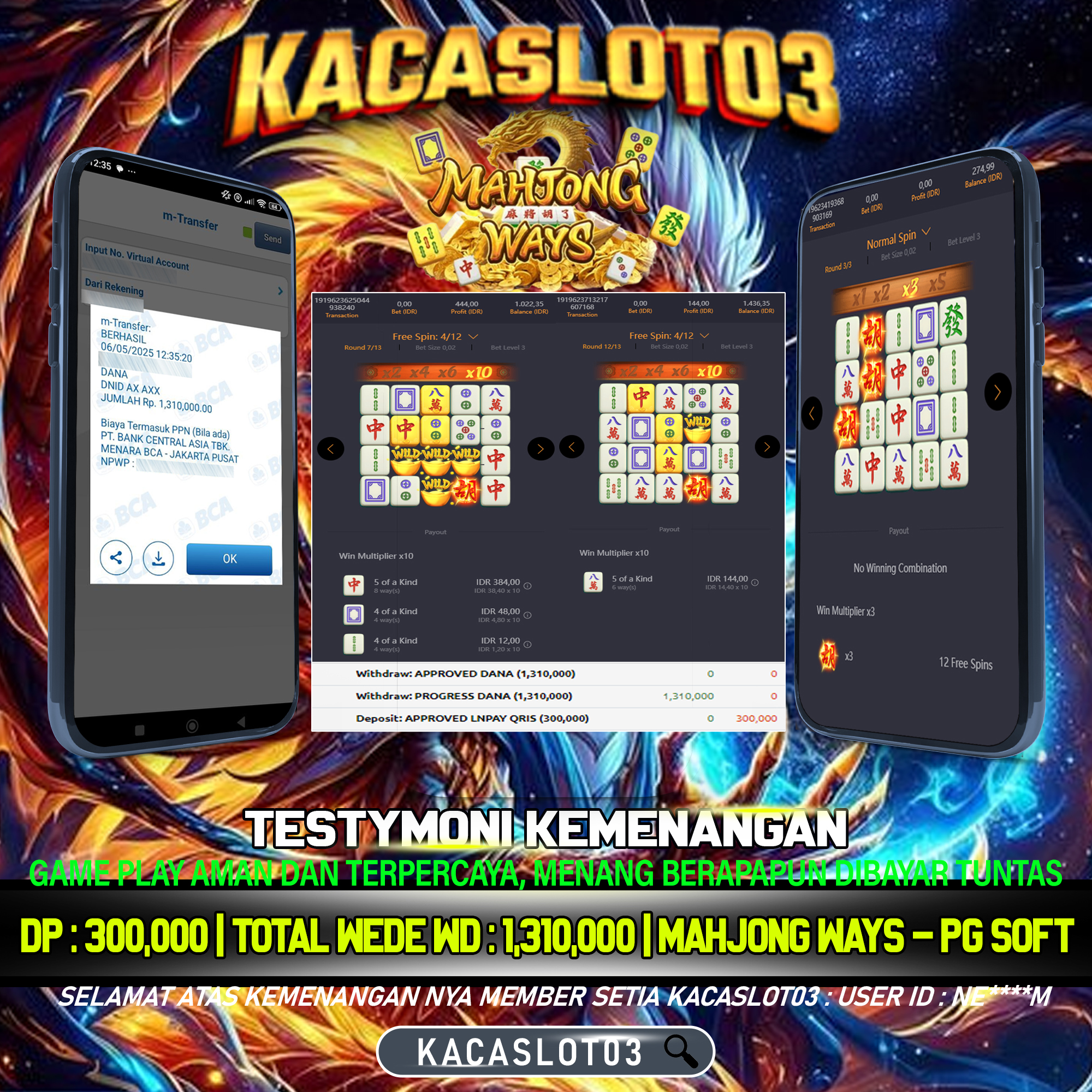 KACASLOT03 Bukti Kemenangan PG Soft MAHJONG WAYS 