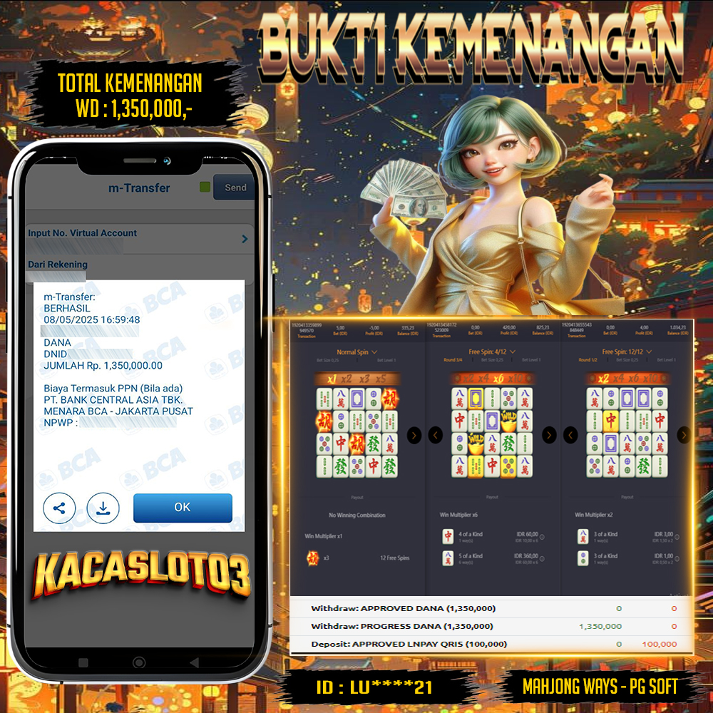 KACASLOT03 Bukti Kemenangan PG Soft MAHJONG WAYS