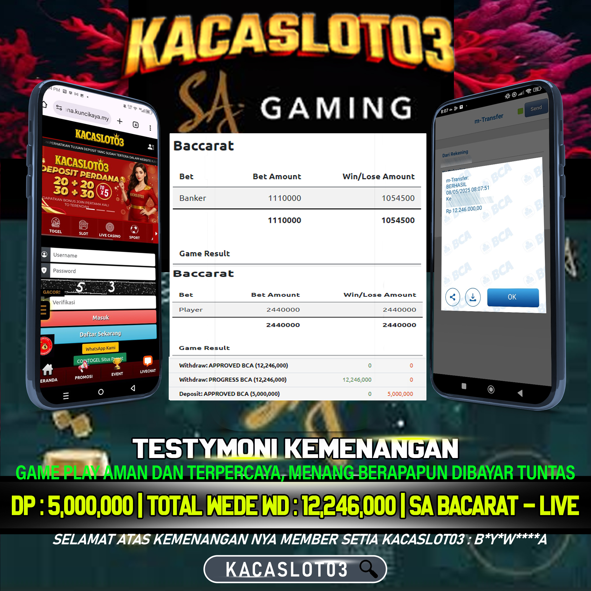 KACASLOT03 Bukti Kemenangan SA Gaming – BACCARAT
