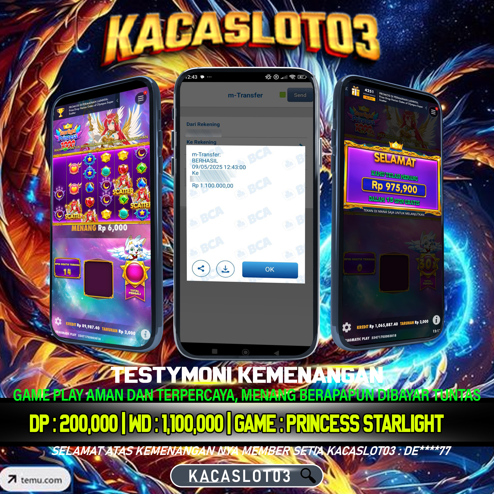 KACASLOT03 Bukti Kemenangan Pragmatic Play PRINCESS STARLIGHT 1000