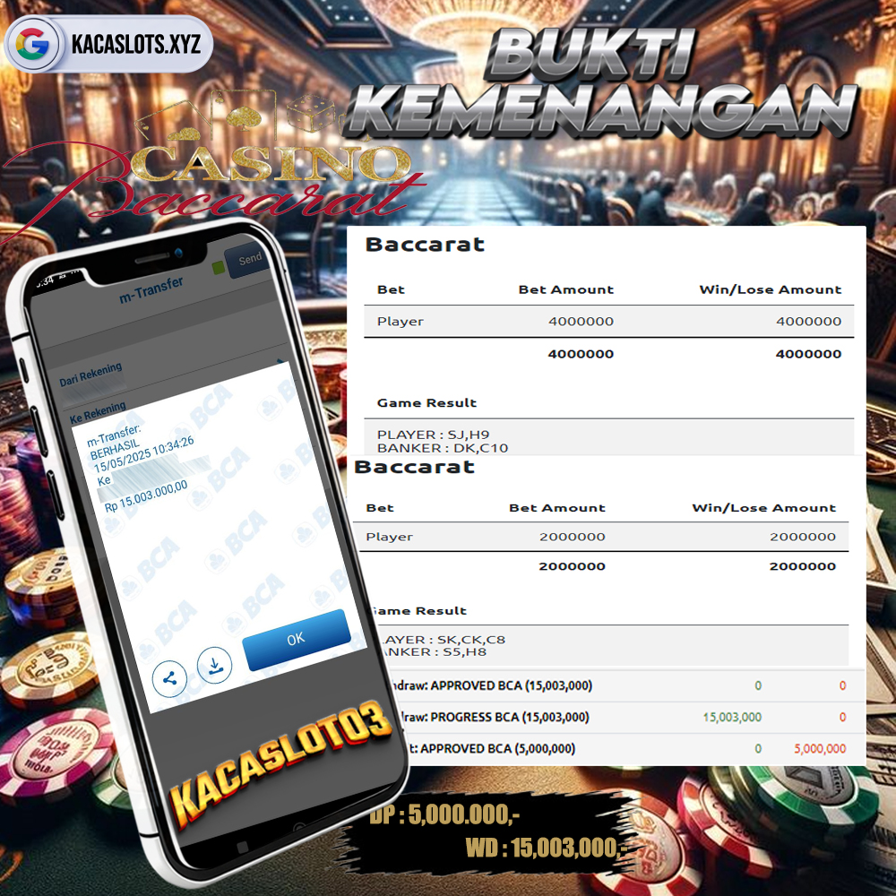 KACASLOT03 Bukti Kemenangan SA Gamming Casino BACARRAT