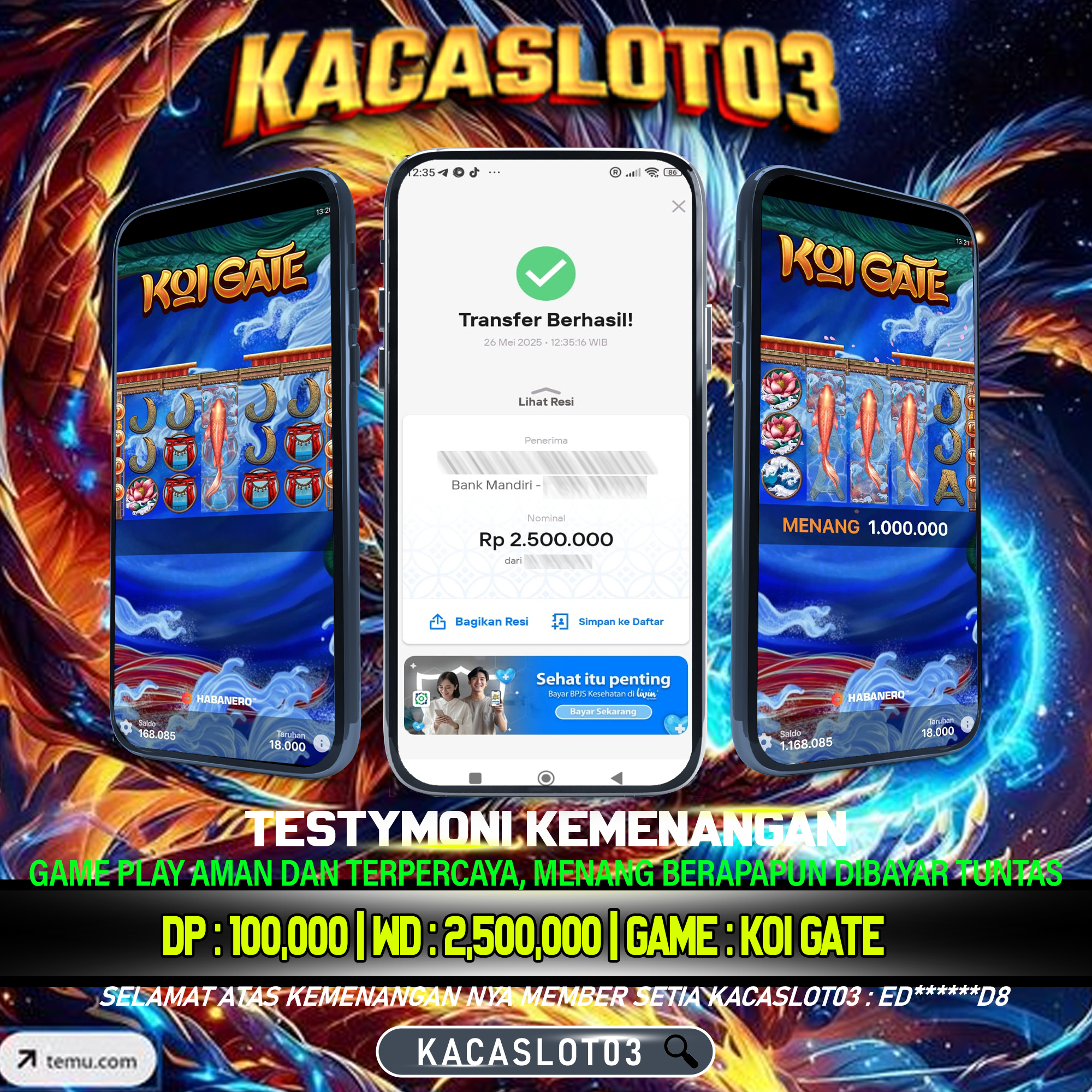 KACASLOT03 Bukti Kemenangan Habanero KOI GATE 