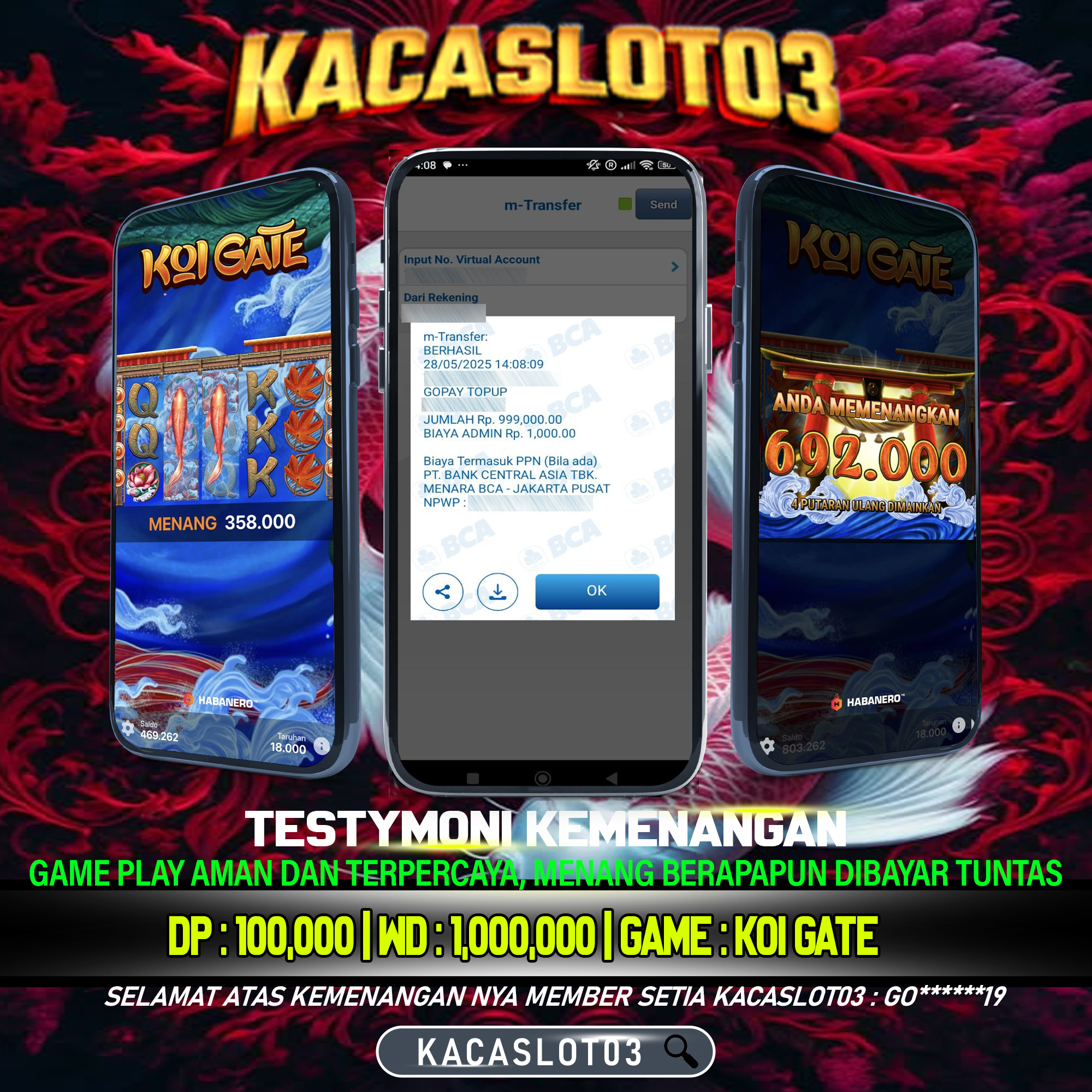 KACASLOT03 Bukti Kemenangan Habanero KOI GATE