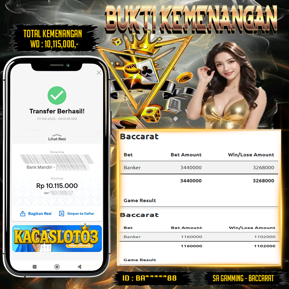 KACASLOT03 Bukti Kemenangan SA GAMING – BACCARAT