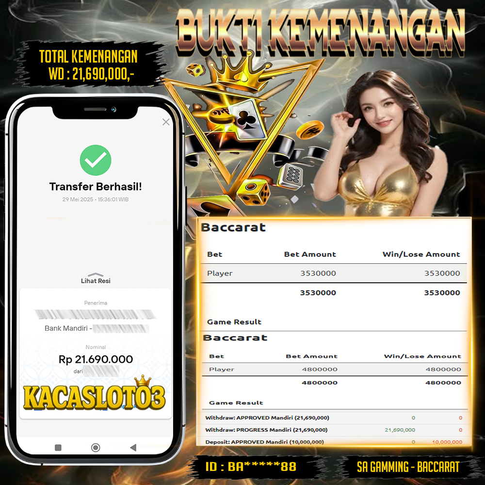 KACASLOT03 Bukti Kemenangan SA GAMING – BACCARAT 
