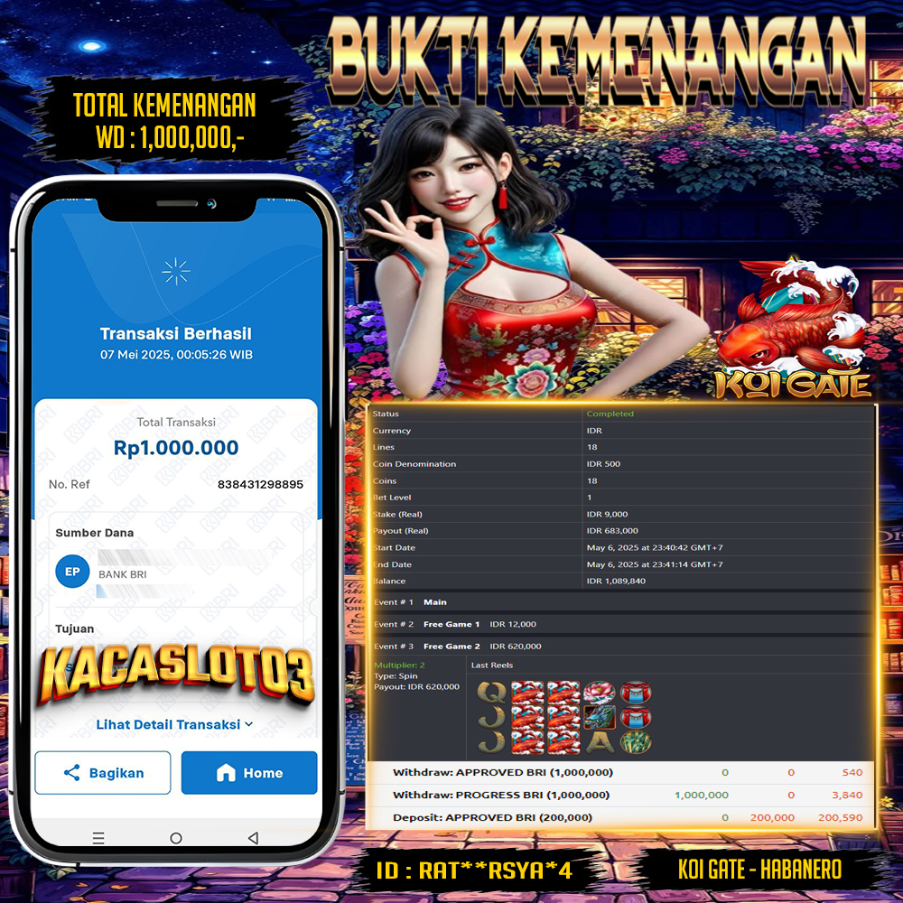 KACASLOT03 Bukti Kemenangan Habanero KOI GATE