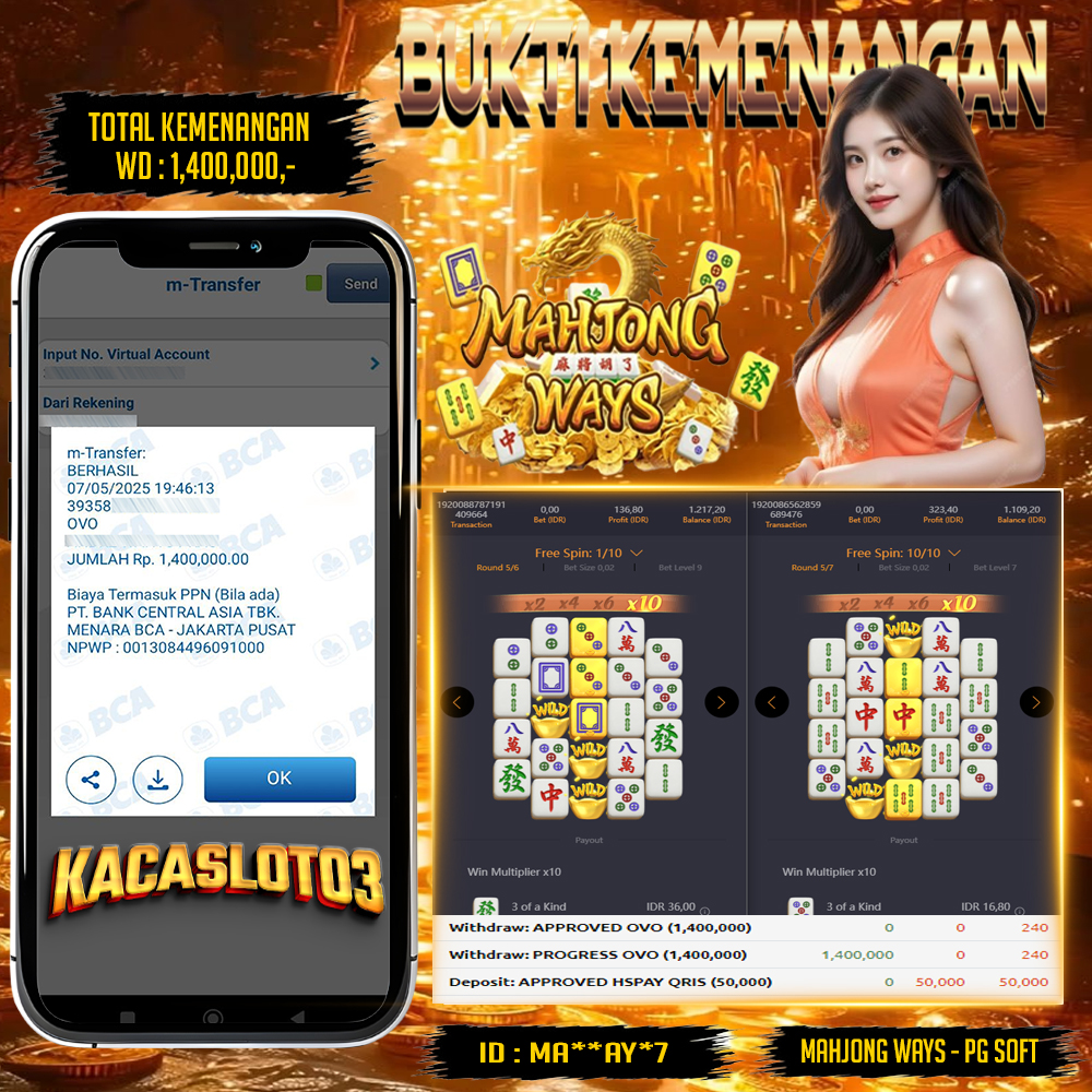 KACASLOT03 Bukti Kemenangan PG Soft MAHJONG WAYS