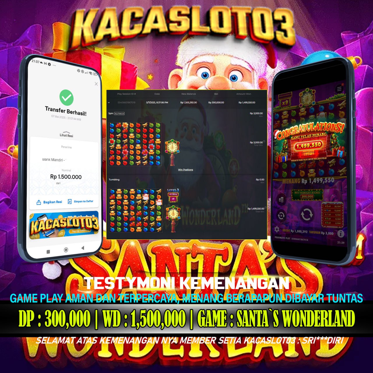 KACASLOT03 Bukti Kemenangan Pragmatic Play Santa’s WonderlanD