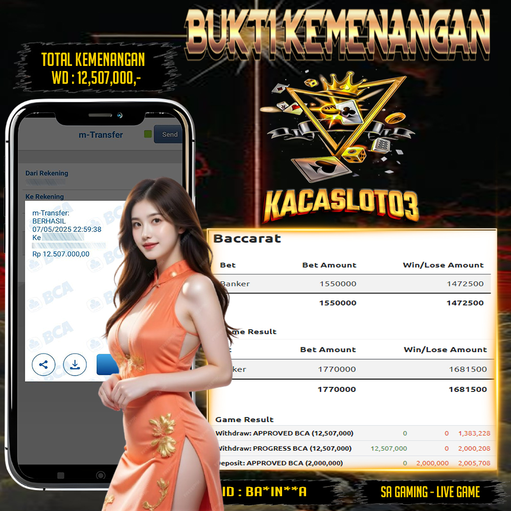 KACASLOT03 Bukti Kemenangan SA Gaming – BACCARAT