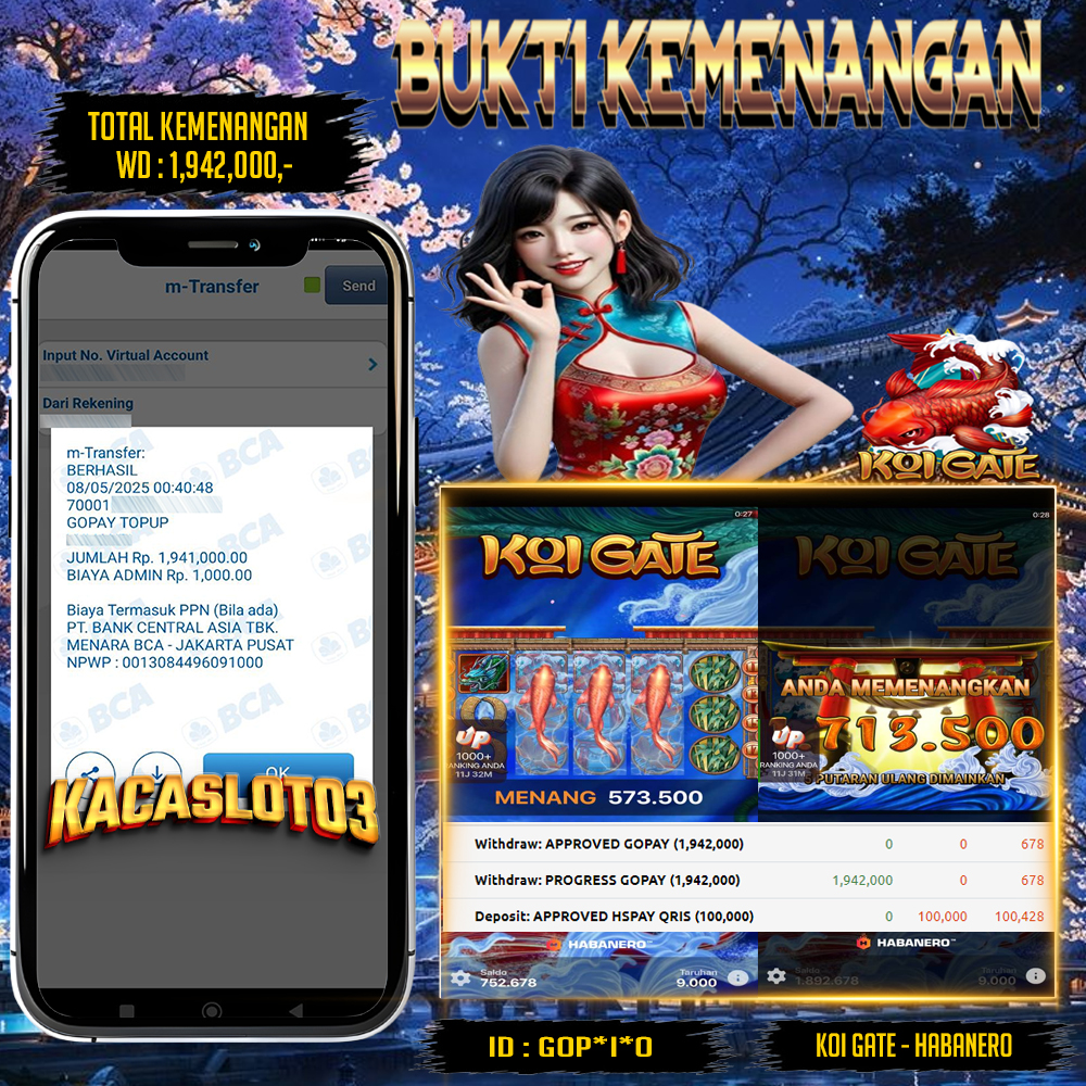 KACASLOT03 Bukti Kemenangan Habanero KOI GATE