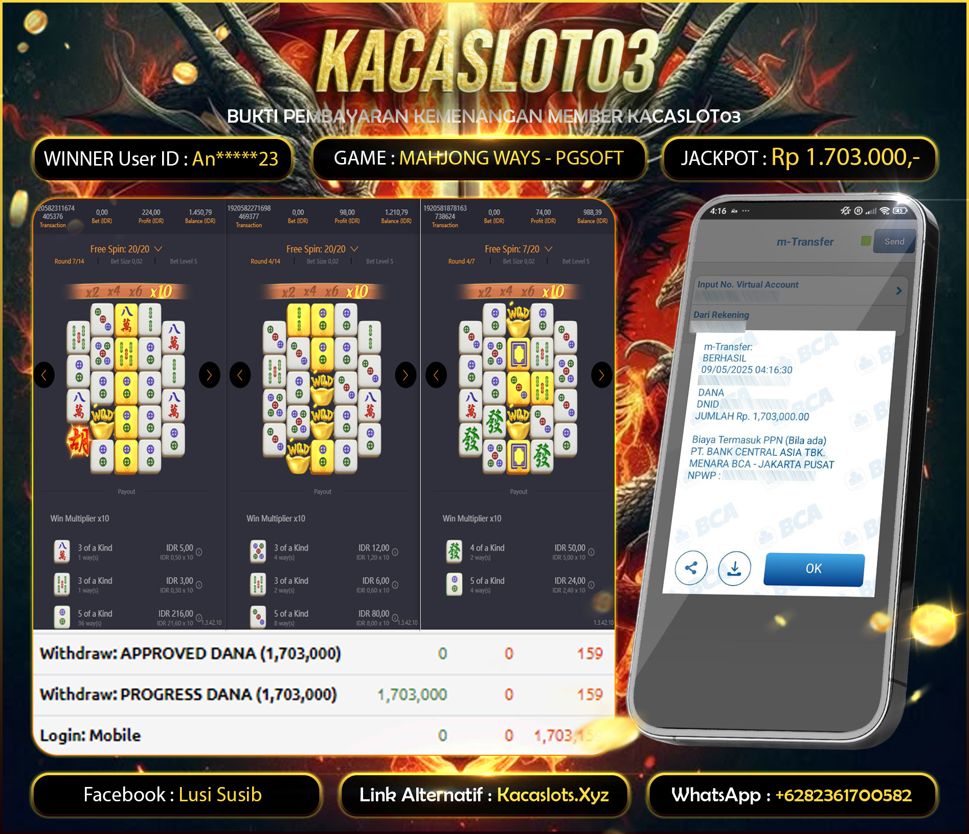 KACASLOT03 Bukti Kemenangan PG Soft MAHJONG WAYS