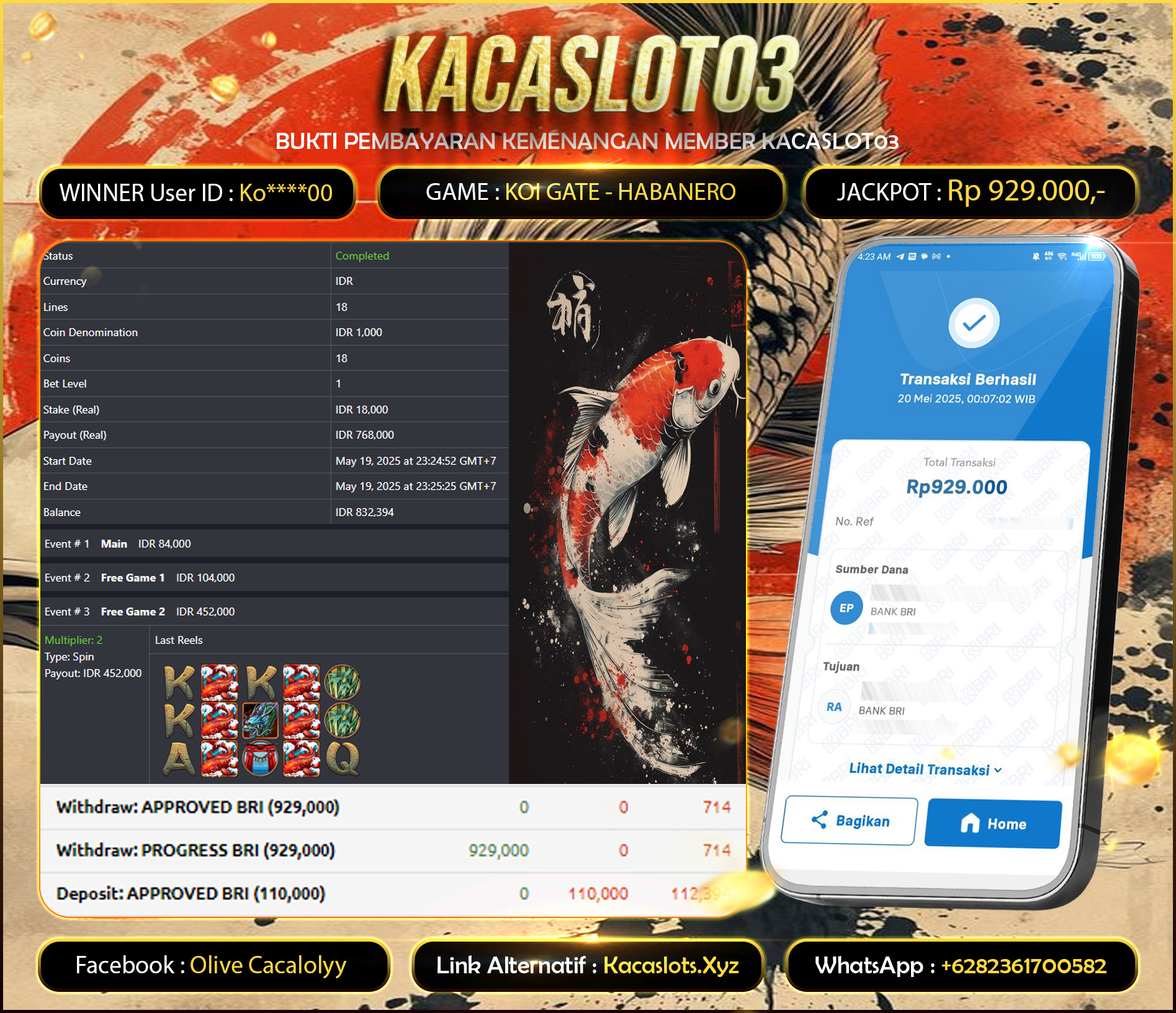 KACASLOT03 Bukti Kemenangan Habanero KOI GATE