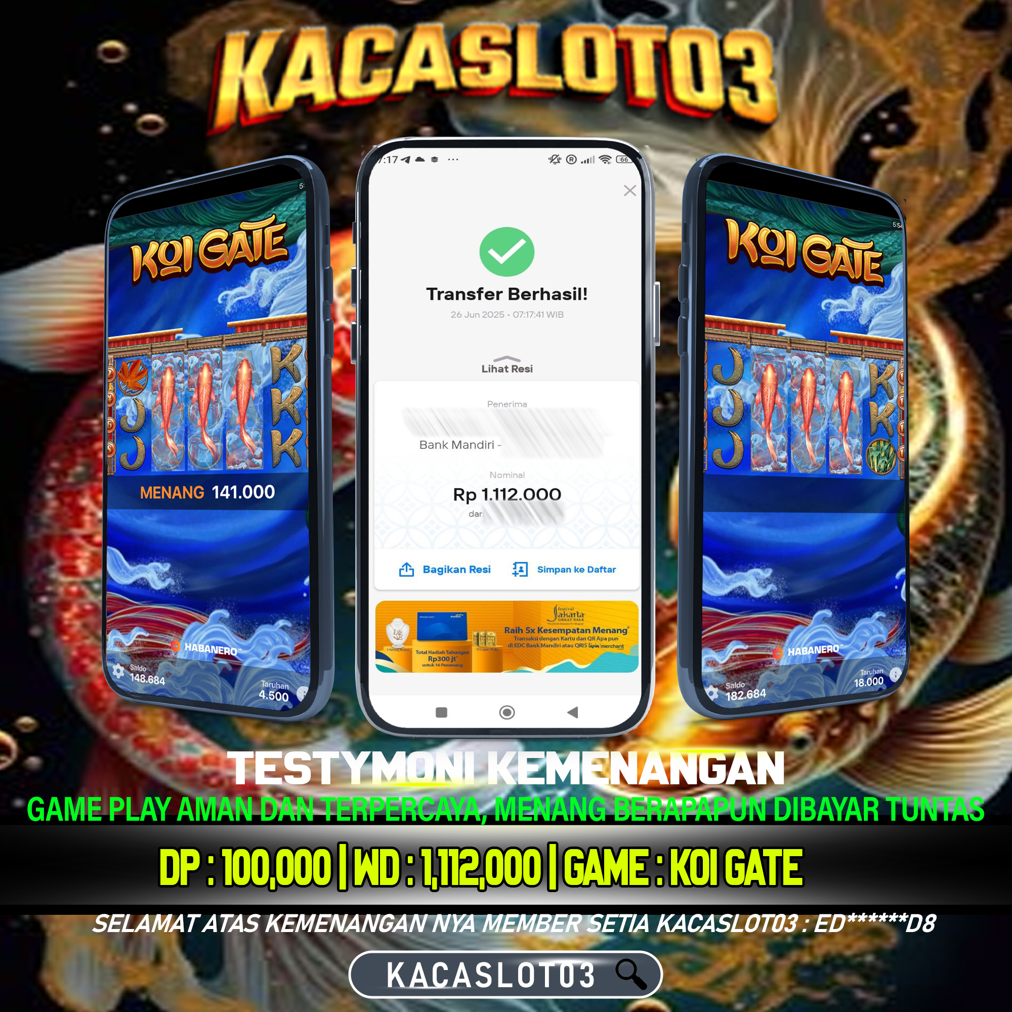 KACASLOT03 Bukti Kemenangan Habanero KOI GATE