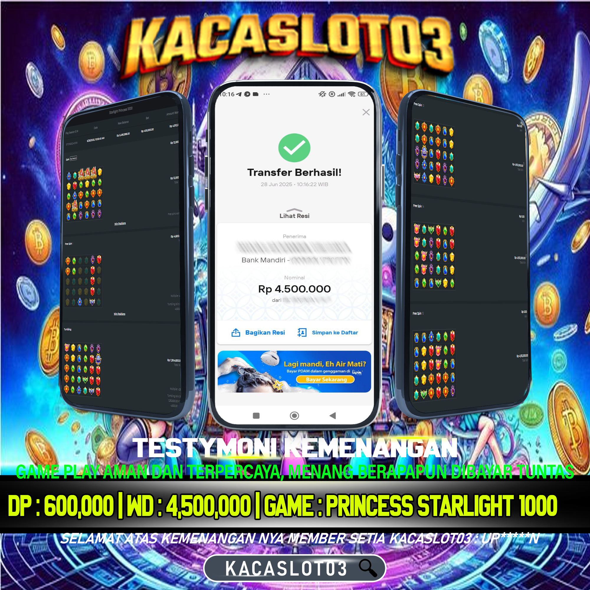 KACASLOT03 Bukti Kemenangan Pragmatic Play PRINCESS STARLIGHT 1000