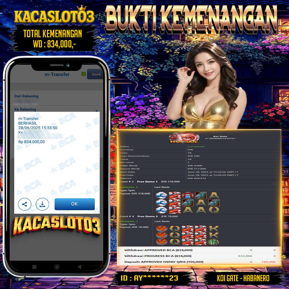 KACASLOT03 Bukti Kemenangan Habanero KOI GATE
