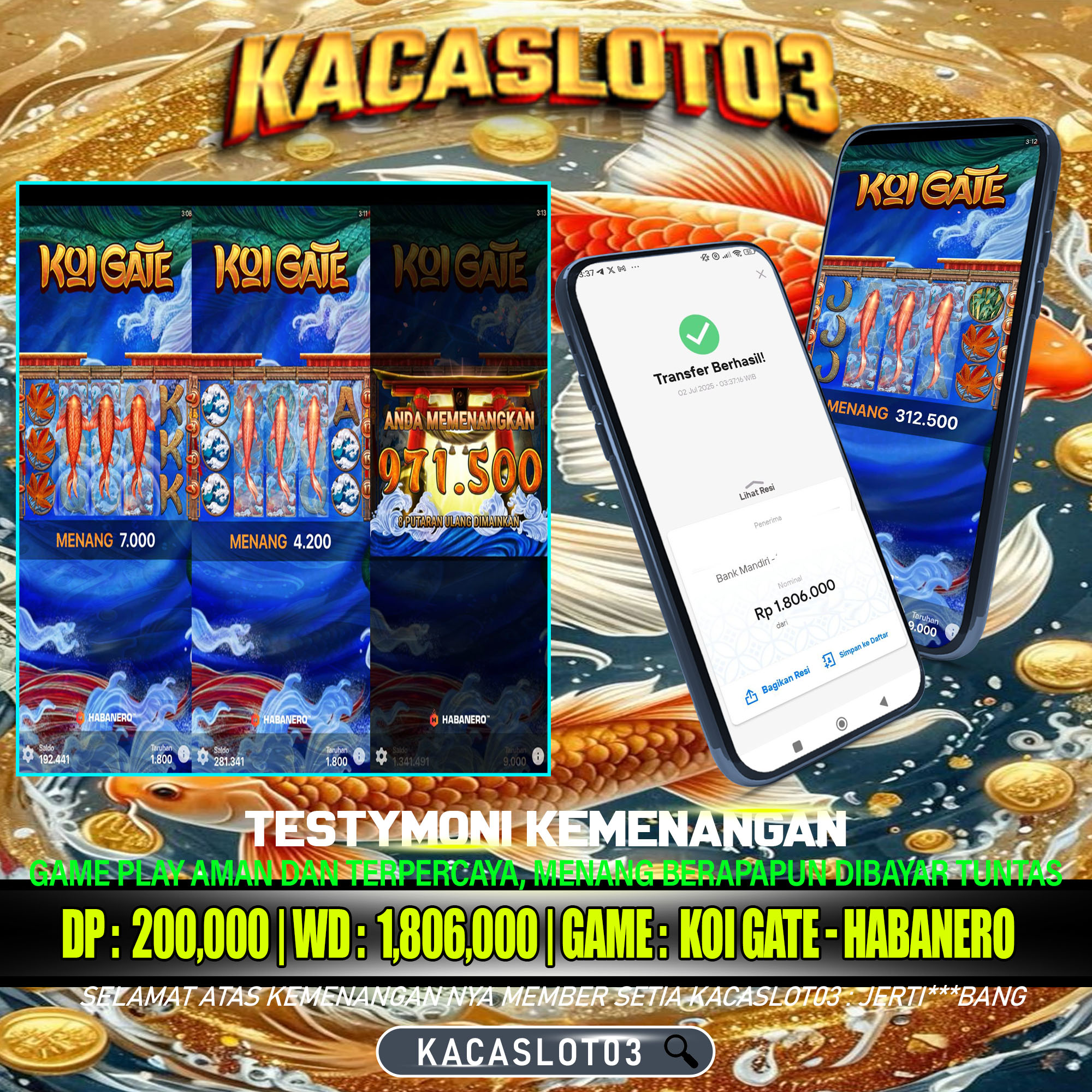 KACASLOT03 Bukti Kemenangan Habanero KOI GATE