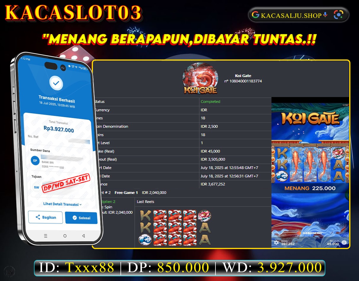 KACASLOT03 Bukti Kemenangan KOI GATE HABANERO