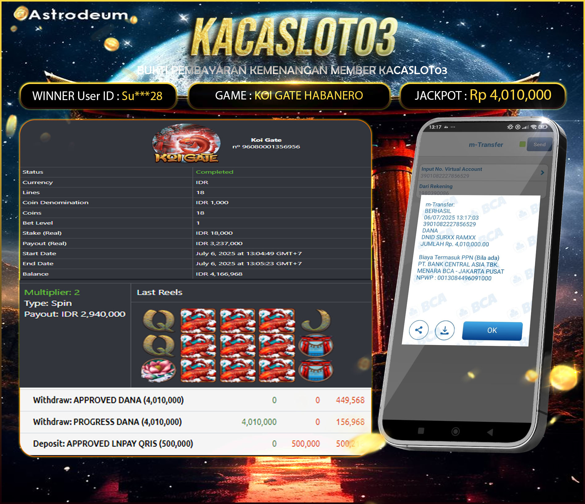 KACASLOT03 Bukti Kemenangan Habanero KOI GATE