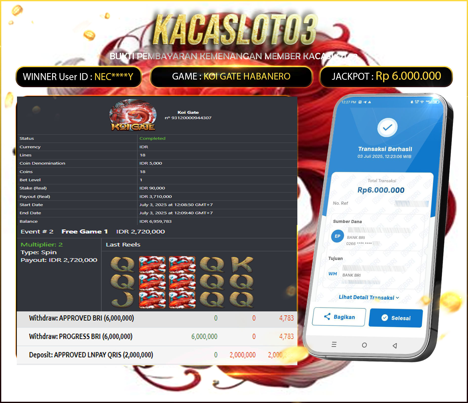 KACASLOT03 Bukti Kemenangan KOI GATE HABANERO