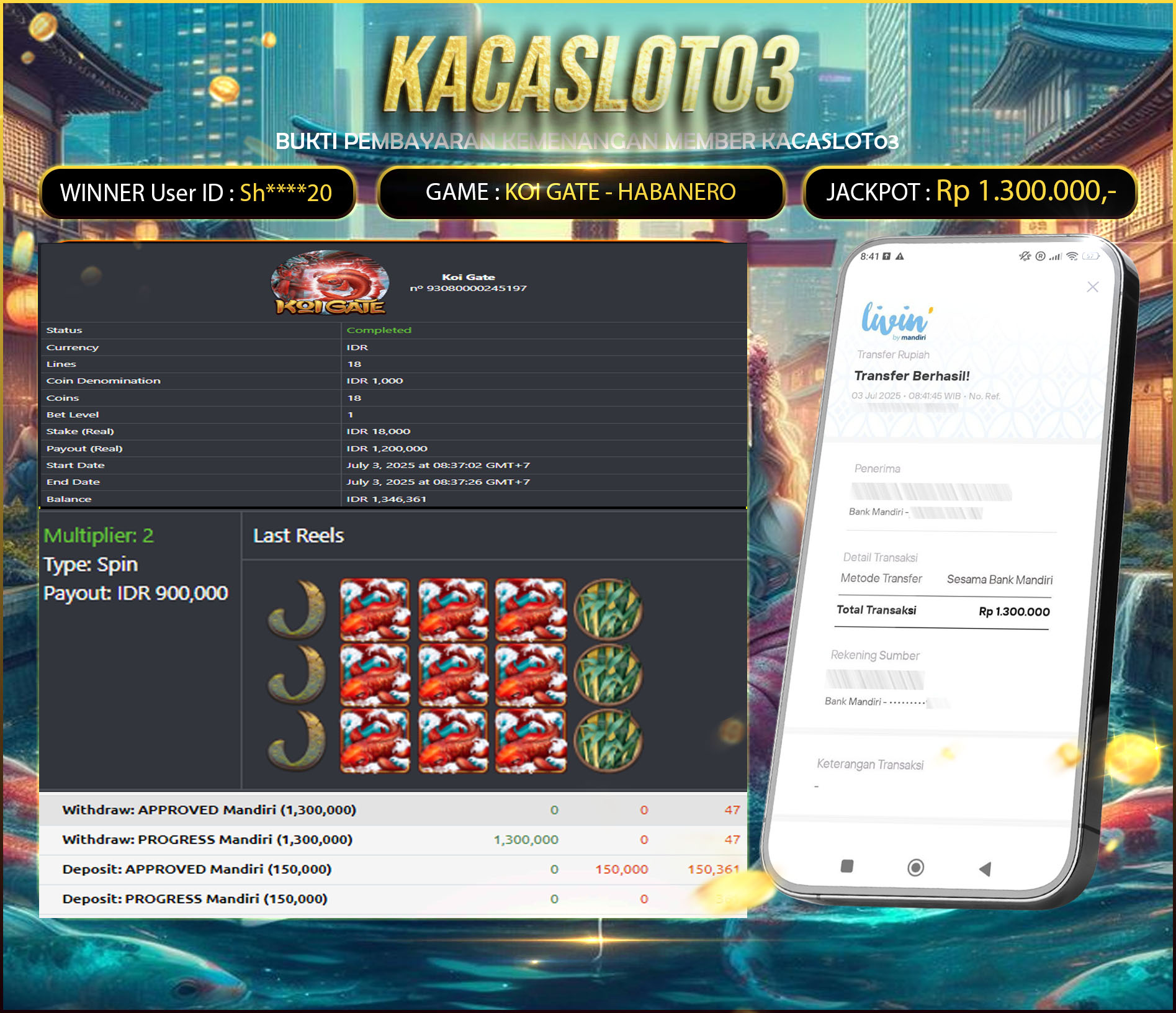 KACASLOT03 Bukti Kemenangan KOI GATE HABANERO