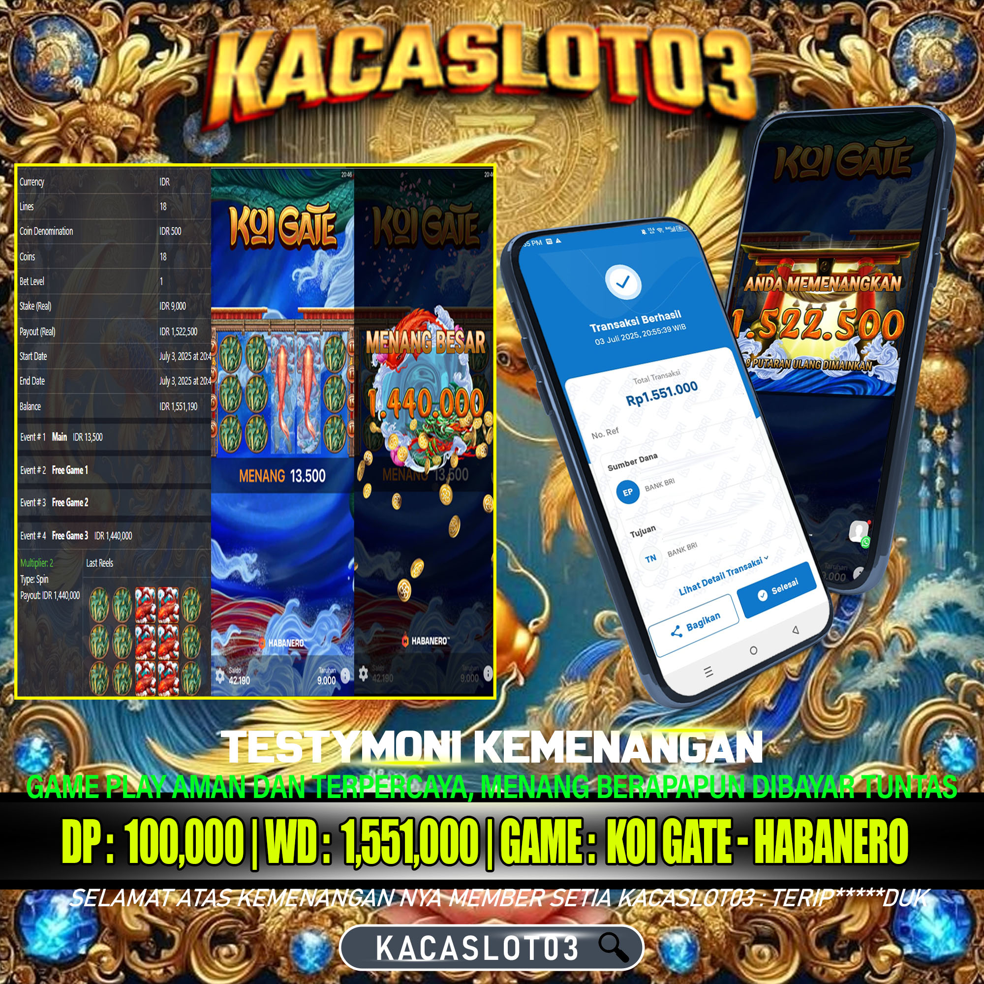 KACASLOT03 Bukti Kemenangan KOI GATE – HABANERO