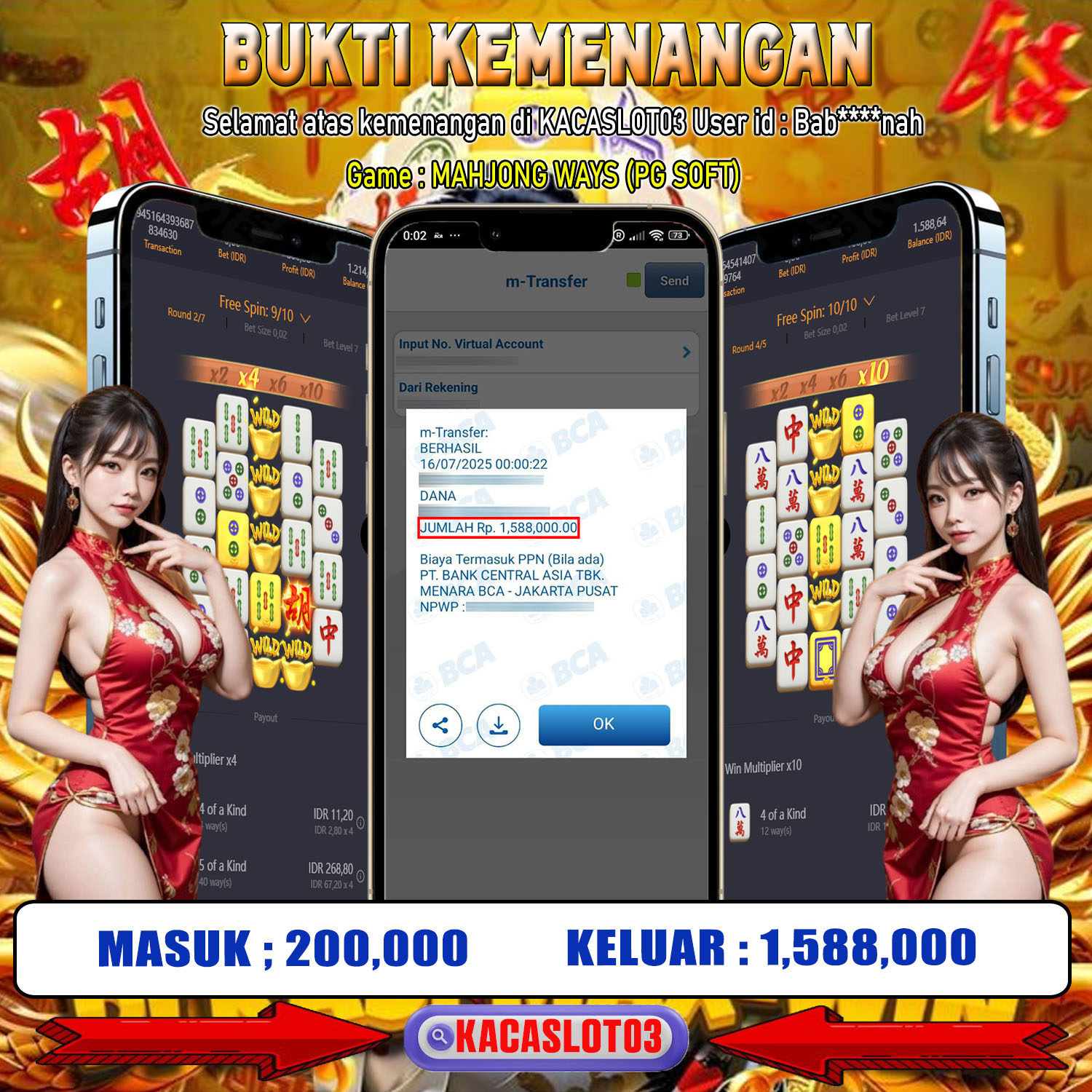 KACASLOT03 Bukti Kemenangan MAHJONG WAYS – PG SOFT