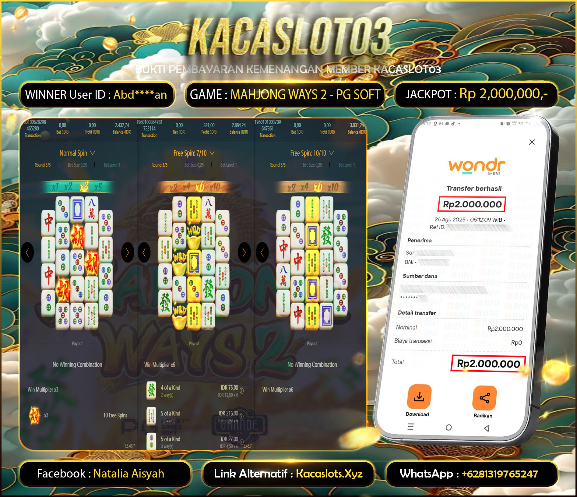KACASLOT03 Bukti Kemenangan MAHJONG WAYS 2 -PG SOFT