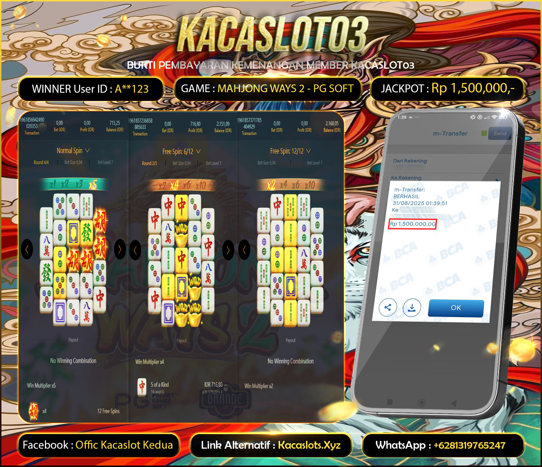 KACASLOT03 Bukti Kemenangan MAHJONG WAYS 2 – PG SOFT