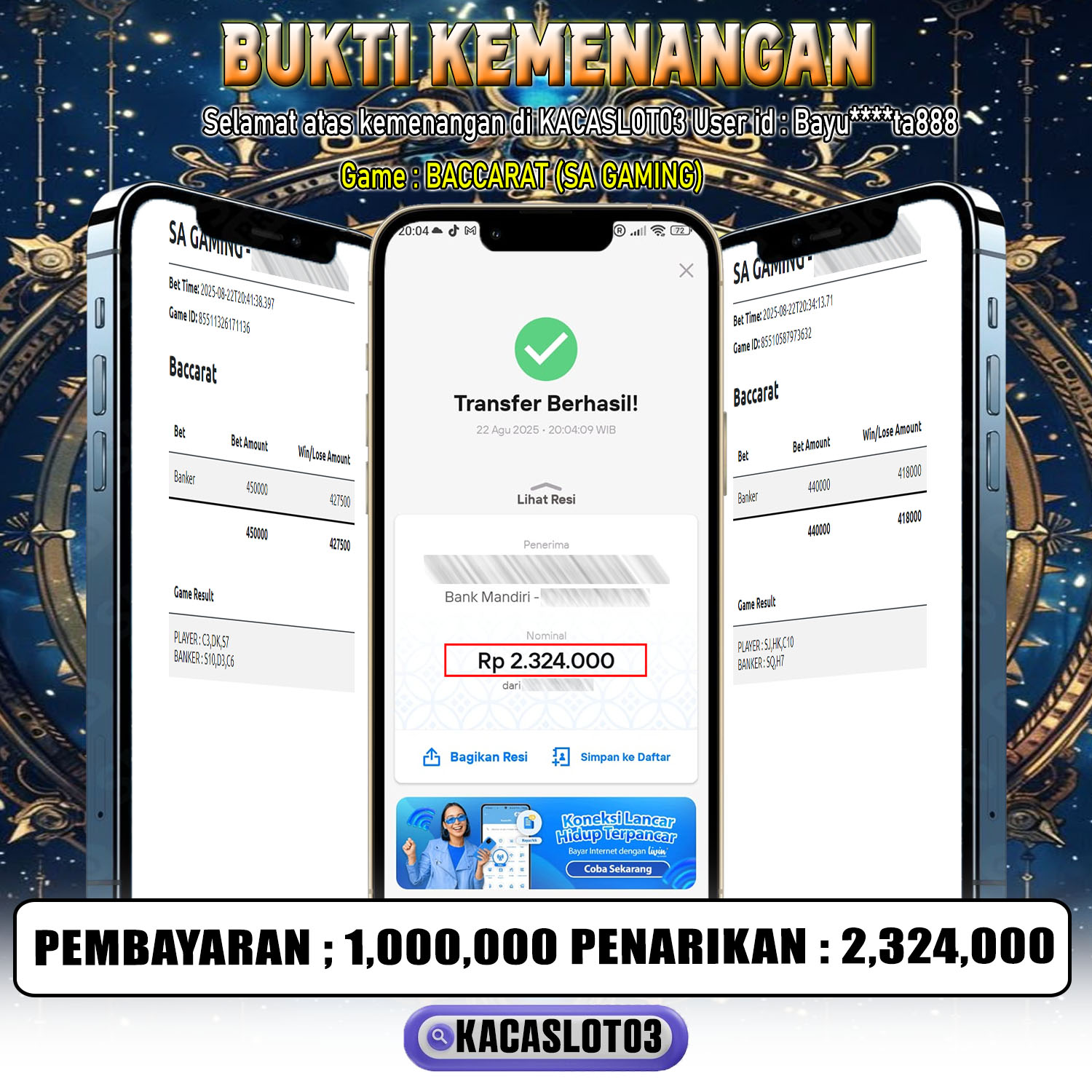 KACASLOT03 Bukti Kemenangan BACCARAT – SA GAMING