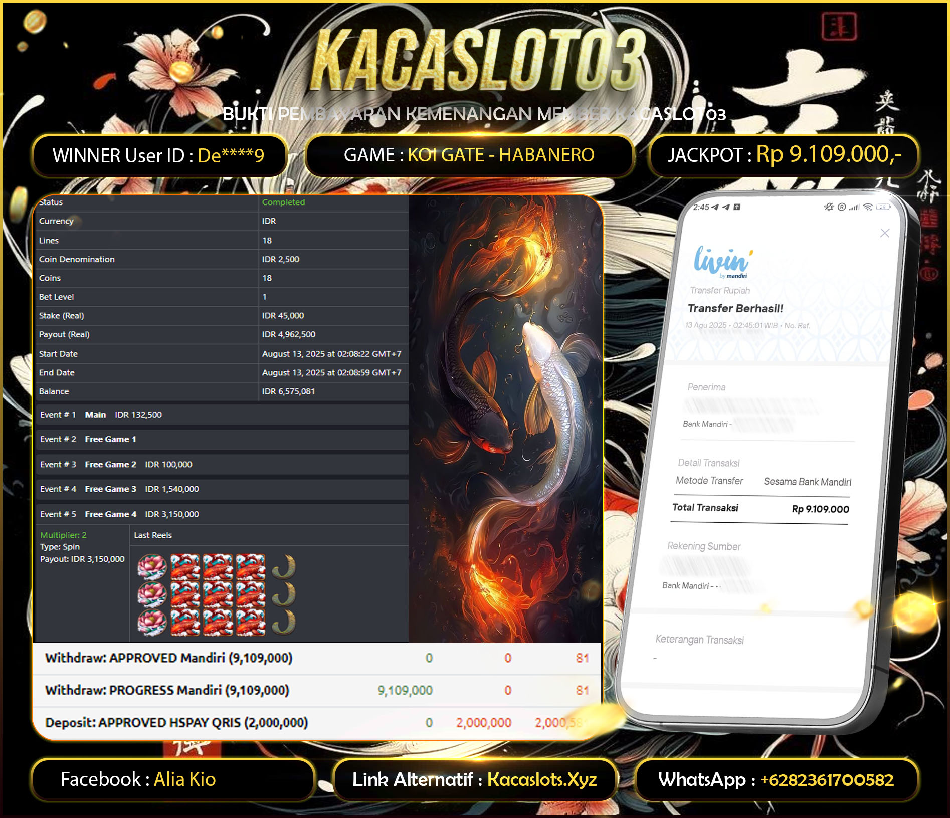 KACASLOT03 Bukti Kemenangan Habanero KOI GATE
