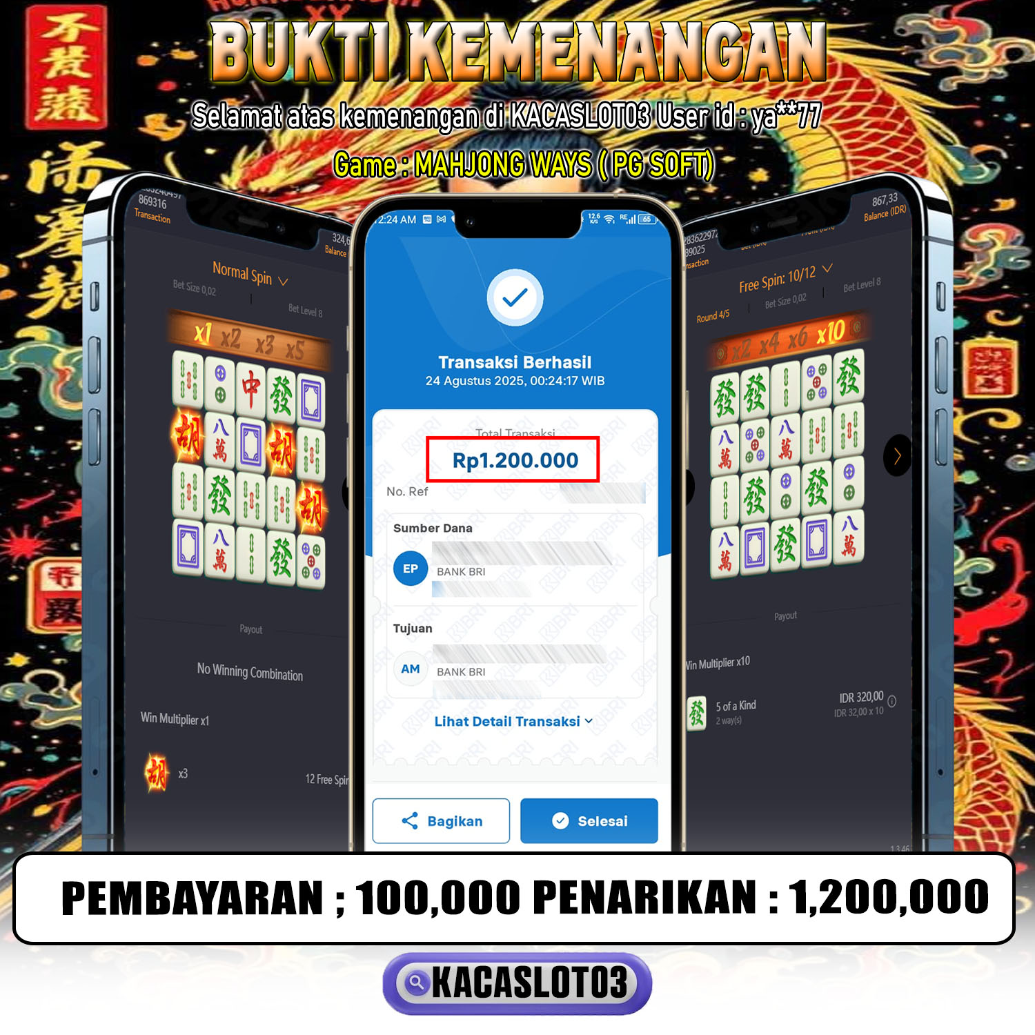 KACASLOT03 Bukti Kemenangan MAHJONG WAYS – PG SOFT