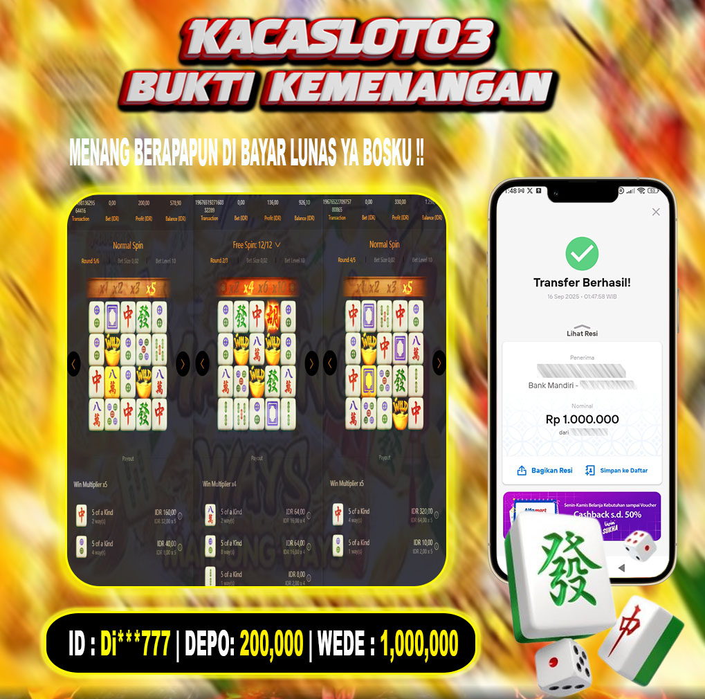 KACASLOT03 Bukti Kemenangan MAHJONG WAYS – PG SOFT
