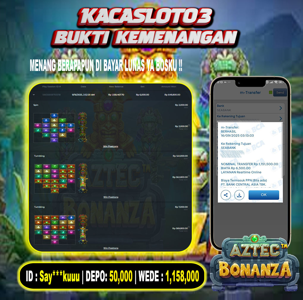 KACASLOT03 Bukti Kemenangan AZTEC BONANZA – PRAGMATIC PLAY
