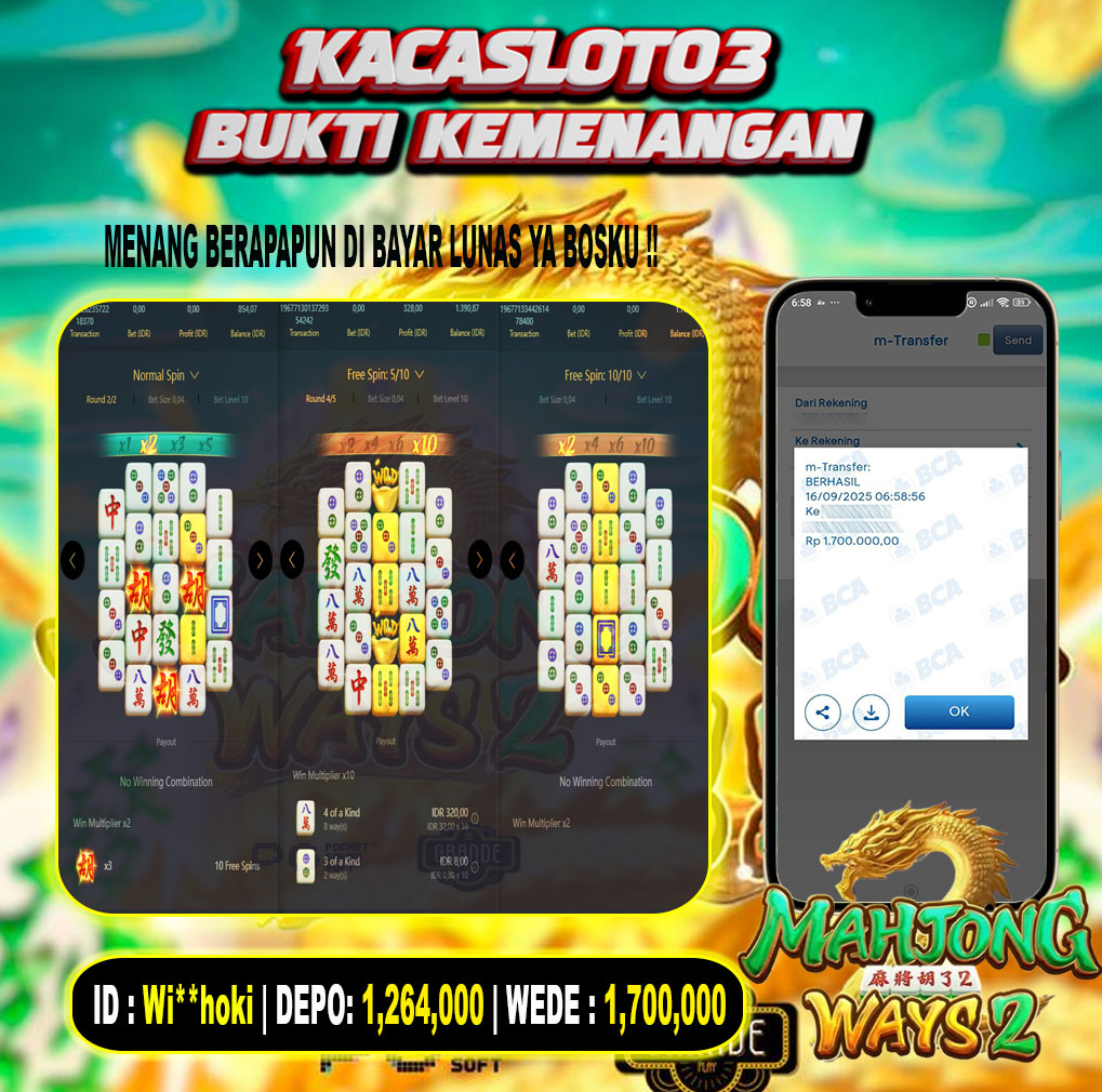 KACASLOT03 Bukti Kemenangan MAHJONG WAYS 2 – PG SOFT