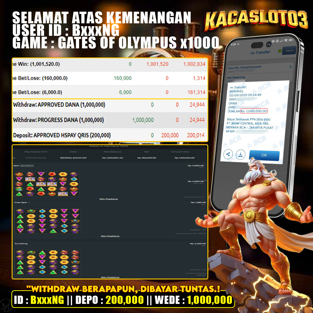 KACASLOT03 Bukti Kemenangan GATES OF OLYMPUS